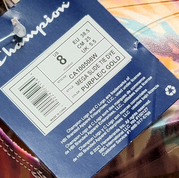 NWT Champion Women's Mega Slide Tie-Dye Sandles Size 8 - Picture 6 of 6